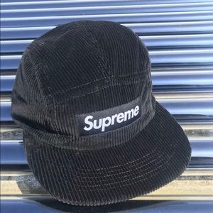 SUPREME CORDUROY CAMP CAP BLACK 100% AUTHENTIC
